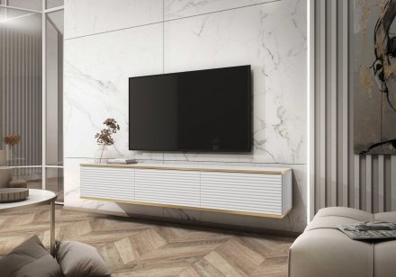 Тумба під телевізор навісна Perfect Home Оро / Oro 3-дверна RTV175 MDF Білий (PFH-091364)