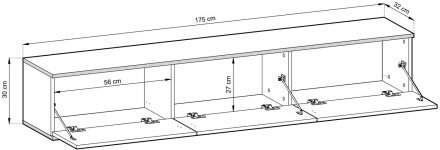Тумба під телевізор навісна Perfect Home Оро / Oro 3-дверна RTV175 MDF Білий (PFH-091364)