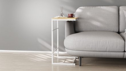 Столик приставний Террі Ferrum-decor 650x440x330 Білий метал ДСП Дуб Артизан 16 мм (FRD-104660)