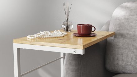 Столик приставний Террі Ferrum-decor 650x440x330 Білий метал ДСП Дуб Артизан 16 мм (FRD-104660)