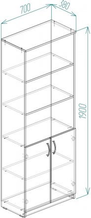 Шафа Анжело Ferrum-decor на 5 полиць з 2 дверима 1900x700x380 ДСП Біле 16 мм (FRD-105031)