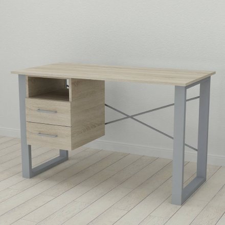 Письмовий стіл із ящиками Ferrum-decor Оскар 750x1400x600 метал Сірий ДСП Дуб Сонома 16 мм (FRD-103251)