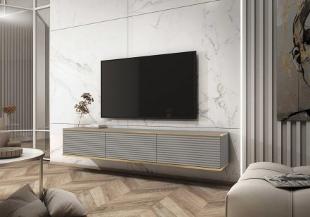Тумба під телевізор навісна Perfect Home Оро / Oro 3-дверна RTV175 MDF Сірий (PFH-091365)