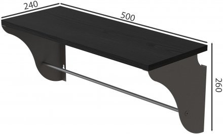 Настінна полиця Ferrum-decor Комфі 260x500x240 метал Сірий ДСП Сосна Кембра 16 мм (FRD-102732)