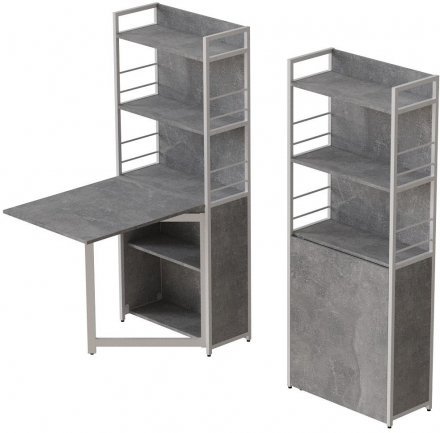 Стіл книжка з етажеркою Практик 2 Ferrum-decor 1555x640x990 Білий метал ДСП Бетон 16 мм (FRD-104638)