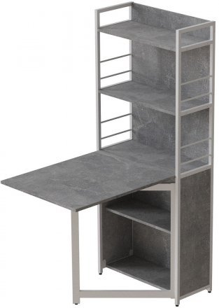 Стіл книжка з етажеркою Практик 2 Ferrum-decor 1555x640x990 Білий метал ДСП Бетон 16 мм (FRD-104638)