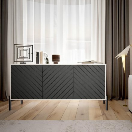 Тумба під телевізор із чорними металевими ніжками LION Амарант 168x40x76,5 см Дуб Аппалачі/Білий (LION-043018) Тумба під телевізор із чорними металевими ніжками LION Амарант 168x40x76,5 см Дуб Аппалачі/Білий (LION-043018)