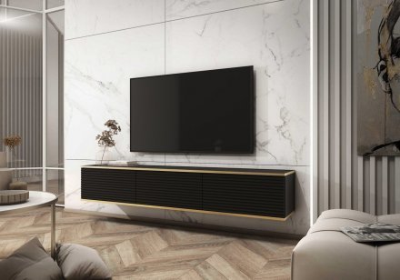 Тумба під телевізор навісна Perfect Home Оро / Oro 3-дверна RTV175 MDF Чорний (PFH-091367)