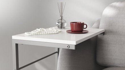 Столик приставний Террі Ferrum-decor 650x440x330 Сірий метал ДСП Біле 16 мм (FRD-104662)