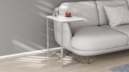 Столик приставний Террі Ferrum-decor 650x440x330 Сірий метал ДСП Біле 16 мм (FRD-104662)