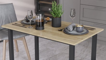 Стіл універсальний Knap Ferrum-decor 750x1400x700 Чорний метал ДСП Дуб Сонома 16 мм (FRD-106381)