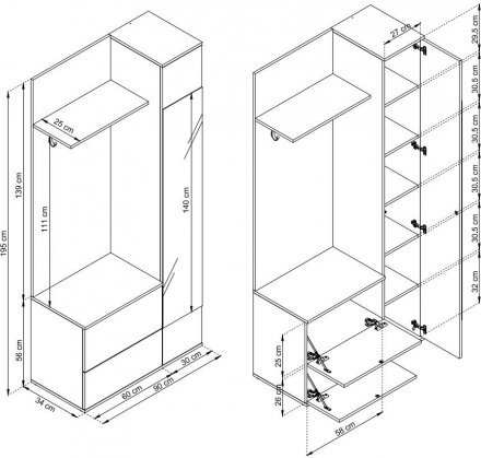 Передпокій з дзеркалом Perfect Home Грін / Green 3-дверний Білий (PFH-091310)