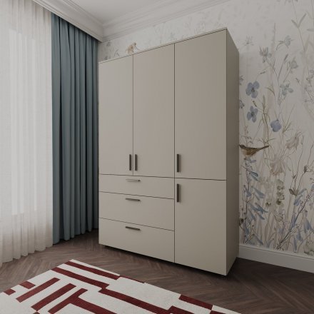Шафа для одягу Doros Торн Кашемір 3 ДСП/3Ш (штанга) 135х51.6х200 (DRS-012061) Шафа для одягу Doros Торн Кашемір 3 ДСП/3Ш (штанга) 135х51.6х200 (DRS-012061)