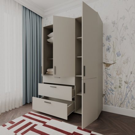 Шафа для одягу Doros Торн Кашемір 3 ДСП/3Ш (штанга) 135х51.6х200 (DRS-012061) Шафа для одягу Doros Торн Кашемір 3 ДСП/3Ш (штанга) 135х51.6х200 (DRS-012061)