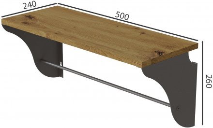 Настінна полиця Ferrum-decor Комфі 260x500x240 метал Сірий ДСП Дуб Артизан 16 мм (FRD-102735)