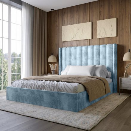 Двоспальне ліжко LION Ніно 160x200 см SILK 501 Небесно-блакитний (LION-045048)