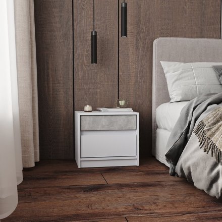 Тумба приліжкова Еверест Стайл-500 50,2х39х44,2 см Німфея Альба (білий)/Бетон (DTM-071154)