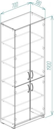 Шафа Анжело Ferrum-decor на 5 полиць із 4 дверима 1900x700x380 ДСП Біле 16 мм (FRD-105037)