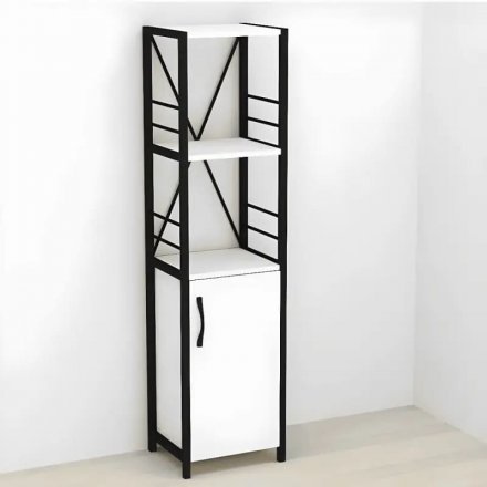 Етажерка 3/34 Ferrum-decor Серії Конект із тумбою 144x34x28 Чорний ДСП Біле (FRD-104421)