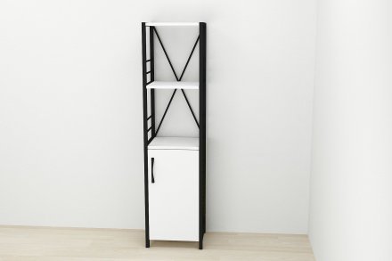 Етажерка 3/34 Ferrum-decor Серії Конект із тумбою 144x34x28 Чорний ДСП Біле (FRD-104421)