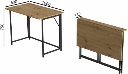 Стіл розкладний Моріс Ferrum-decor 750x1000x600 Чорний метал ДСП Дуб Артизан 16 мм (FRD-104674)