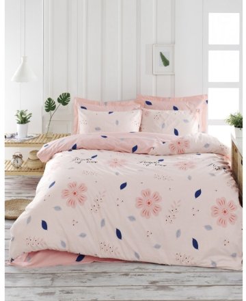 Постільна білизна Home Perfect Ranforce Flowers рожевий сімейний 145х210 см