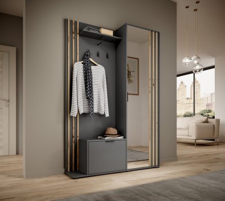 Передпокій з дзеркалом Perfect Home Неллі / Nelly 2-дверний Графіт/дуб артизан (PFH-091305) Передпокій з дзеркалом Perfect Home Неллі / Nelly 2-дверний Графіт/дуб артизан (PFH-091305)