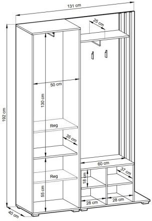 Передпокій з дзеркалом Perfect Home Неллі / Nelly 2-дверний Графіт/дуб артизан (PFH-091305) Передпокій з дзеркалом Perfect Home Неллі / Nelly 2-дверний Графіт/дуб артизан (PFH-091305)
