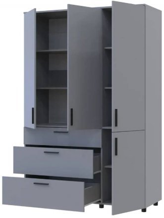 Шафа для одягу Doros Торн Сірий 3 ДСП/3Ш (полиці) 135х51.6х200 (DRS-012064)