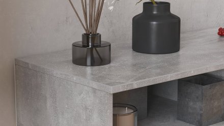 Тумба під телевізор Кентук Ferrum-decor 45x139x38 Чорний метал ДСП Бетон 16 мм (FRD-106727)