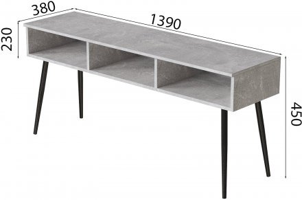 Тумба під телевізор Кентук Ferrum-decor 45x139x38 Чорний метал ДСП Бетон 16 мм (FRD-106727)