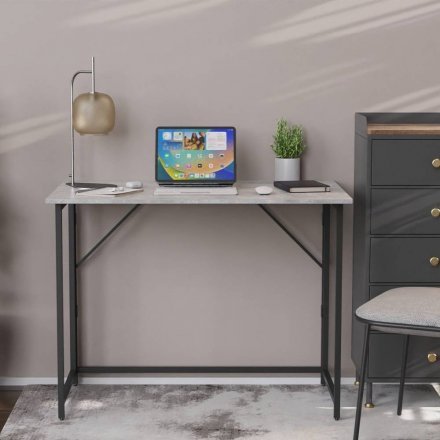 Стіл розкладний Моріс Ferrum-decor 750x1000x600 Чорний метал ДСП Бетон 16 мм (FRD-104675)