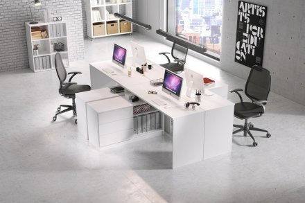 Стіл офісний письмовий Perfect Home Тео / Teo 3S/138 з 3 шухлядами Білий (PFH-091165)