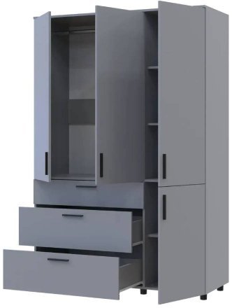 Шафа для одягу Doros Торн Сірий 3 ДСП/3Ш (штанга) 135х51.6х200 (DRS-012065) Шафа для одягу Doros Торн Сірий 3 ДСП/3Ш (штанга) 135х51.6х200 (DRS-012065)