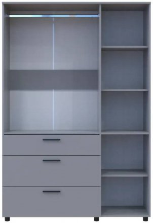 Шафа для одягу Doros Торн Сірий 3 ДСП/3Ш (штанга) 135х51.6х200 (DRS-012065) Шафа для одягу Doros Торн Сірий 3 ДСП/3Ш (штанга) 135х51.6х200 (DRS-012065)