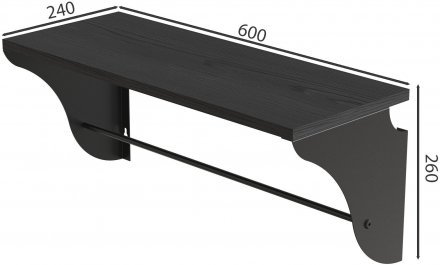 Настінна полиця Ferrum-decor Комфі 260x600x240 метал Чорний ДСП Сосна Кембра 16 мм (FRD-102739)